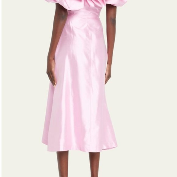 MARKARIAN Off-the-Shoulder Ruffle-Trim Silk Midi Dress-- Bergdorf Exclusive - Picture 2 of 6